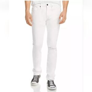 Frame Mens Jeans Size 31 x 33 White L Homme Mid Rise Skinny Fit Rips Five Pocket